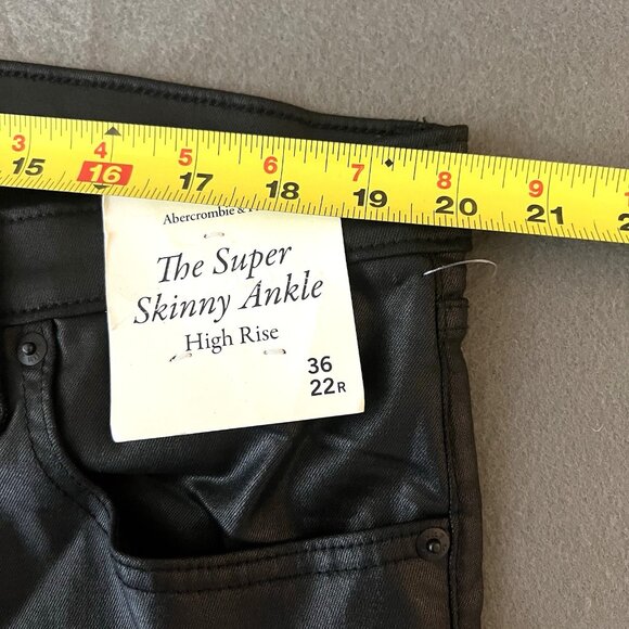 Abercrombie & Fitch Criss-Cross Super Skinny Ankle Coated Black Jeans 36/22R NWT - Picture 9 of 15